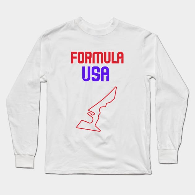 Formula USA Racing Circuit Car Map Grand Prix Race Long Sleeve T-Shirt by soufyane